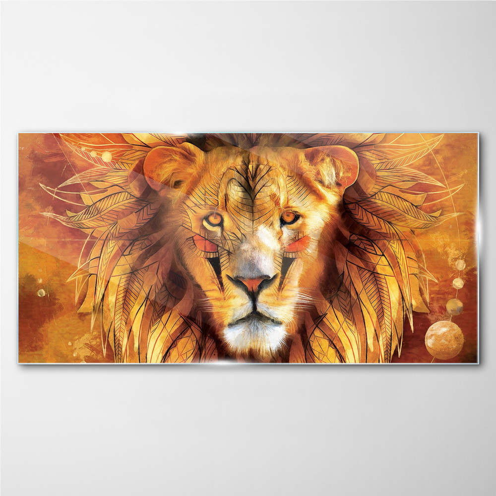 PL Coloray Obraz Szklany Abstrakcja Zwierzę Kot Lew 100x50cm