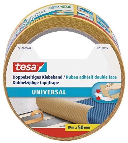 TESA dwustronna taśma klejąca do układania dywanów, majsterkowania i dekoracji, 10 m x 50 mm, biały 56171-00003-01