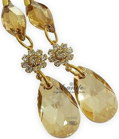 Swarovski Nowe Unikat Kolczyki Golden Bella Gold