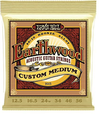 Ernie Ball Earthwood niestandardowe średnie struny do gitary akustycznej 80/20 z brązu - rozmiar 12,5-56 P02005