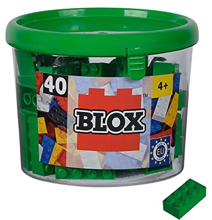Simba Blox, 40 zielonych klocków dla dzieci od 3 lat, 8 kamieni, w puszce, wysoka jakość, w pełni kompatybilne z produktami innych producentów 104114537