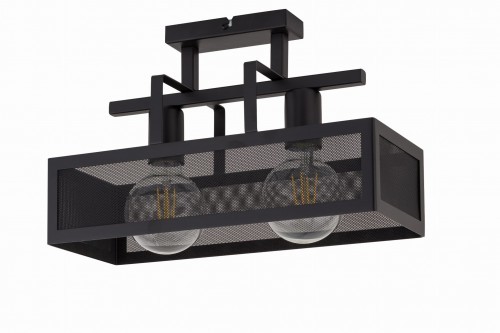 Sigma czarna lampa sufitowa na 2 żarówki ALBERT 2 32176 prostokątna krótka lampa do sufitu loft 32176