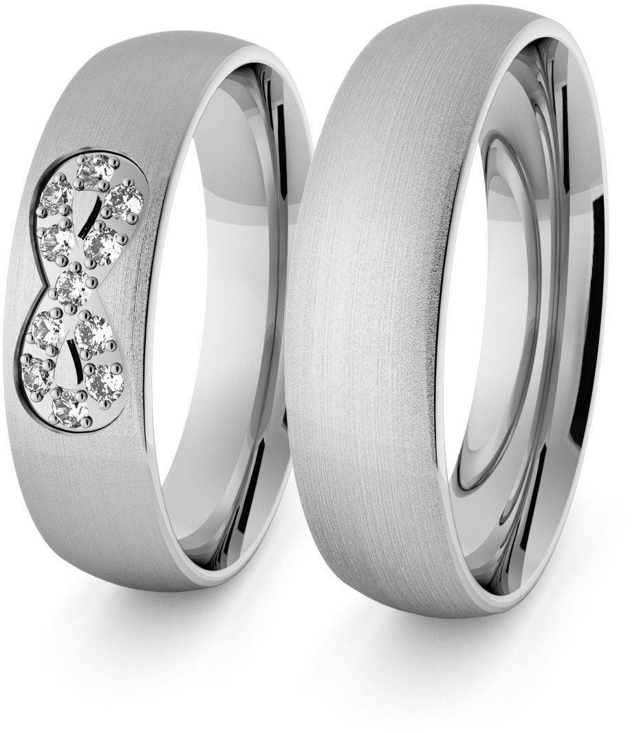 Eminence Obrączki ślubne klasyczne z białego złota niklowego 5 mm - nieskończoność - 69 Au-classic-5-69