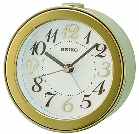 Seiko budzik, tworzywo sztuczne, złoto, 9,4 x 9,4 x 5,