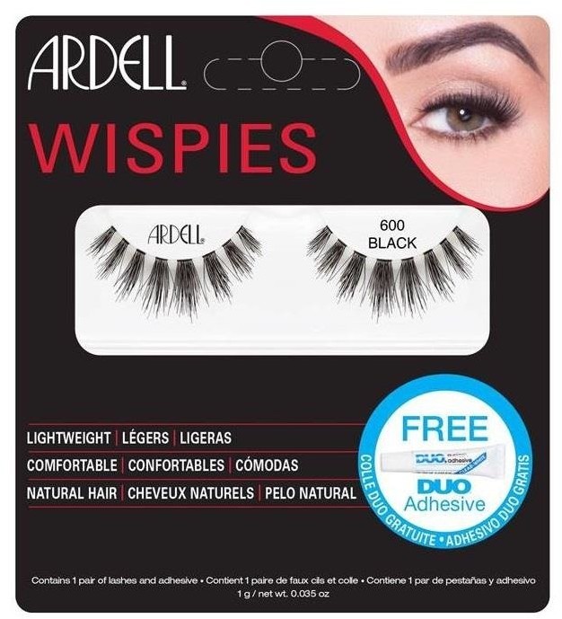 Ardell Wispies 600 1 para sztucznych rzęs Black + klej 84481-uniw