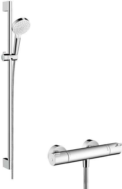 Hansgrohe zestaw prysznicowy 0.9m z termostatem chrom/biały Crometta 27813400 27813400