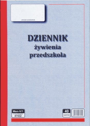 Firma krajewski Dziennik żywienia przedszkola [Men-V/1] Men-V/1