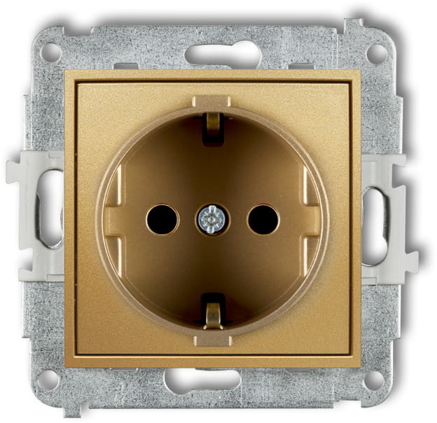 Karlik MINI Mechanizm gniazda pojedynczego z uziemieniem SCHUKO 2P+Z 29MGP-1sp, kolor złoty 29MGP-1sp