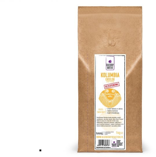 Blueberry Roasters Kawa ziarnista bezkofeinowa Kolumbia Excelso 1 kg