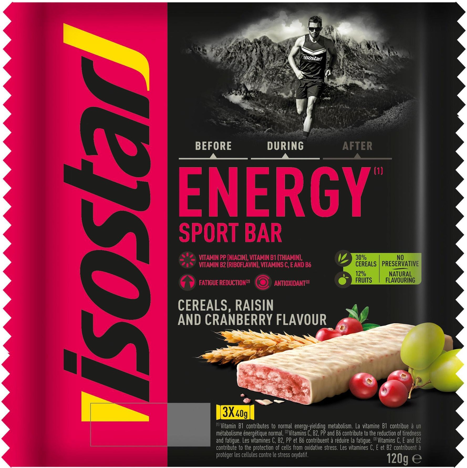 Isostar Baton energetyczny ENERGY SPORT Rodzynki i żurawina x3 Unisex 3175681161535