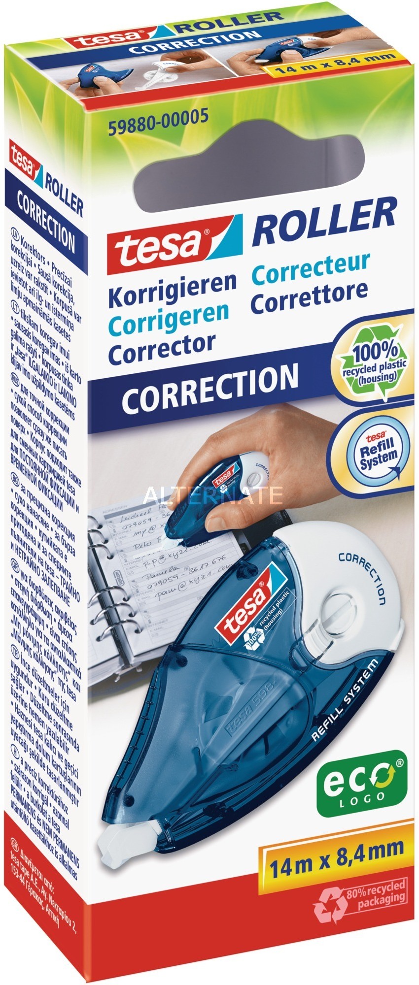 Tesa 59880 taśma korekcyjna Niebieski, Biały 14 m 1 szt. 4042448110329