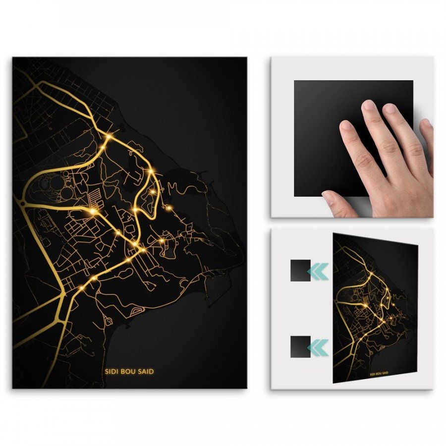 Pix4home Plakat metalowy Mapa City Lights Sidi Bou Said M POS-M-03805