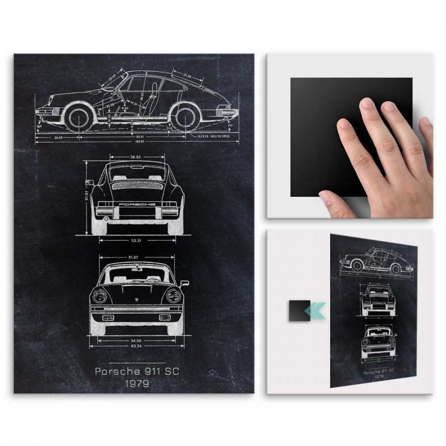 Pix4home Plakat metalowy Porsche 911 SC Projekt Blackboard L POS-L-03092