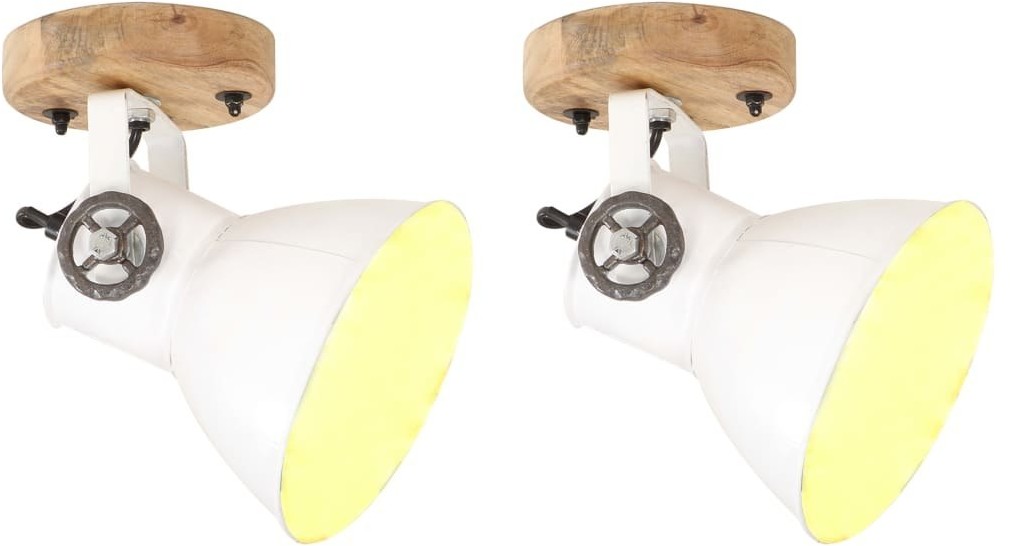VidaXL Industrialne lampy na ścianę/sufit 2 szt., białe, 20x25 cm, E27 320519  VidaXL