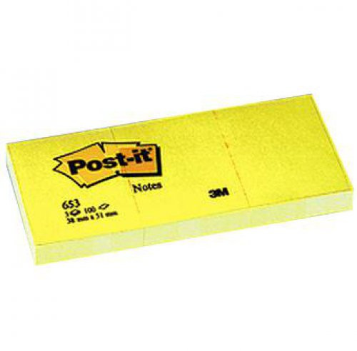 3M POST-IT Bloczek samop. POST-IT$272 (653), 38x51mm, 3x100 żółty 3M-FT510060476