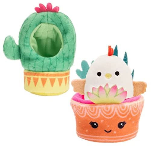 Squishville by Squishmallows Squishville by Squishmallows SQM0208 Squishville by Original Squishmallows Little Plant Shop zestaw  5-calowy Todd The Rooster Plush, kaktus i sukulenty akcesoria  zabawki dla dzieci, wielokolorowe SQM0208