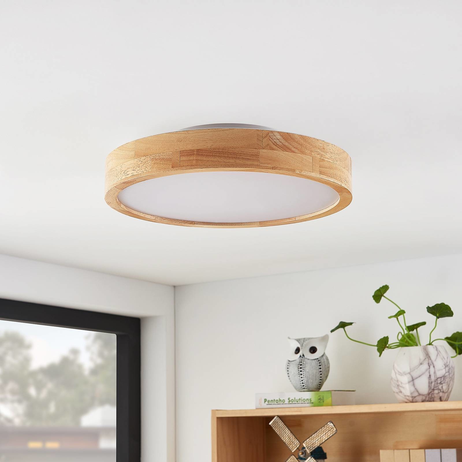 Lindby Milada lampa sufitowa LED, drewno dębu