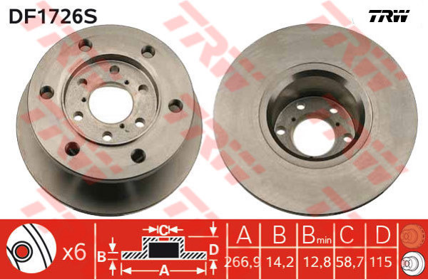 TRW Tarcza hamulcowa DF1726S