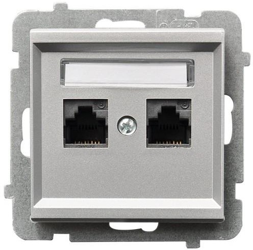 LEDart komputerowe podwójne RJ45 kat.5e, bez ramki - Ospel Sonata GPK-2R/K/m/38, kolor srebrny mat