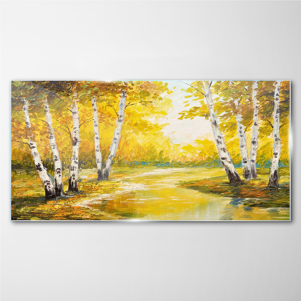 PL Coloray Obraz Szklany malarstwo las drzewa 120x60cm