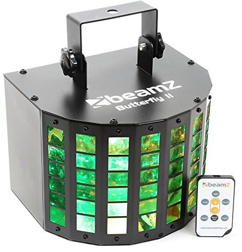 Beamz beamz Butterfly II Mini Derby efekt świetlny LED (6 X 3 W LED (rgbawp), sterowanie muzyką poprzez wbudowany mikrofon, IR pilotowi zdalnego sterowania) Czarny 153.713