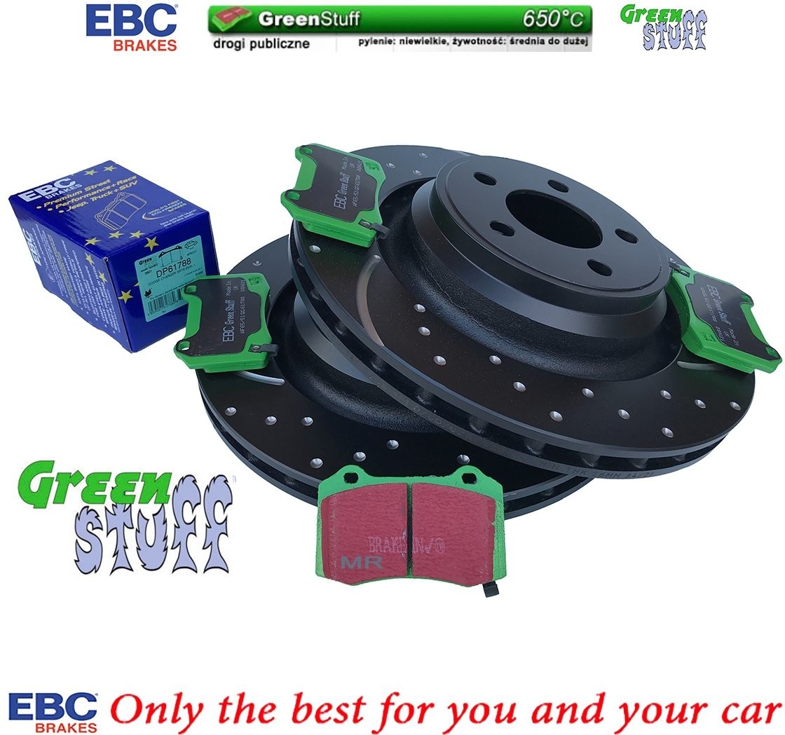 EBC Brakes Tylne klocki GreenStuff + NAWIERCANE NACINANE tarcze hamulcowe 350mm EBC seria GD Chrysler 300C SRT GD7366+DP61788
