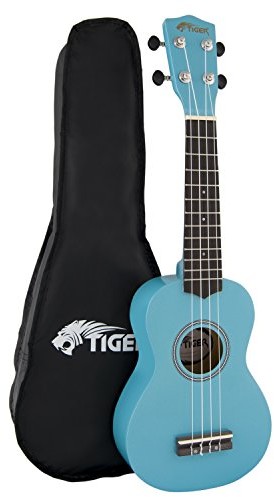 Tiger jakości uke7 BL sopranowy Ukulele z futerał na  dla początkujących  niebieski UKE7-BL