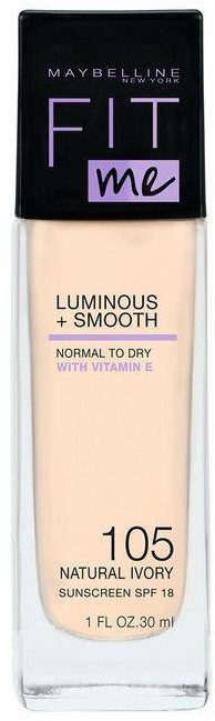 Maybelline Fit Me Luminous + Smooth Foundation rozświetlający podkład do twarzy 105 Natural Ivory 30ml 95630-uniw
