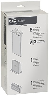Sebo 6431ER HEPA Box do airbelt K w zestawie 8 torebek filtracyjnych Ultra-Bag 4-warstwowych, 1 filtr HEPA i 1 filtr higieniczny K 6431ER