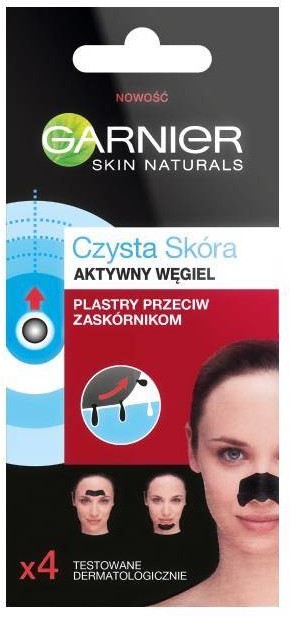 Garnier Czysta Skóra Aktywny Węgiel plastry przeciw zaskórnikom 4szt 95155-uniw