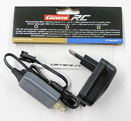Carrera Szybkie ładowanie RC - zestaw - 5 V 2,4 A zasilacz USB GS+ kabel USB do akumulatora 6,4 V LifePo4 370600071