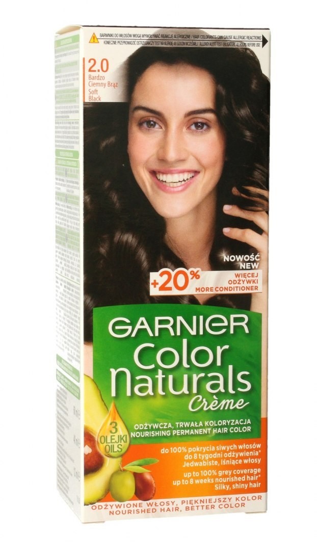 Garnier Color Naturals Krem koloryzujący nr 2.0 Bardzo Ciemny Brąz 1op. 121811