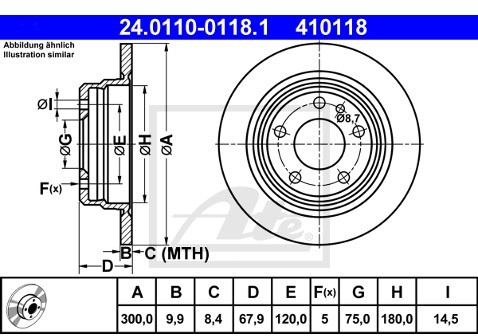 ATE TARCZA HAM 24.0110-0118.1 BMW E32 730I 86-94, 730I V8 92-94  24.0110-0118.1