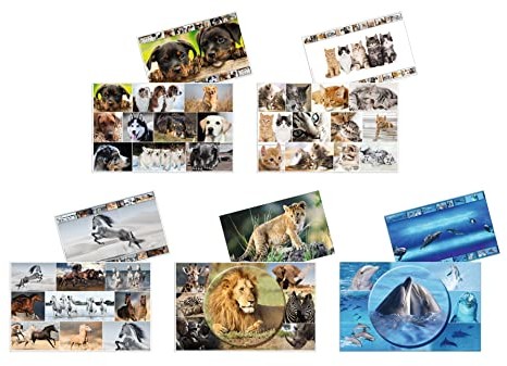 HERMA HERMA 19663 Podkładka na biurko ze zwierzętami zestaw 10 sztuk, 55 x 35 cm, antypoślizgowa, zmywalna i z obustronnym motywem, podkładka do pisania ze stabilnego kartonu, podkładka na stół dla dzieci 19663