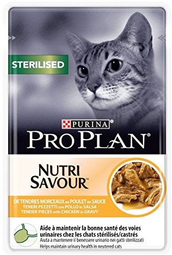 PURINA PRO PLAN STERILISED NUTRISAVOUR mokra karma dla kotów, z kurczakiem, opakowanie 24 szt. (24 x 85 g)