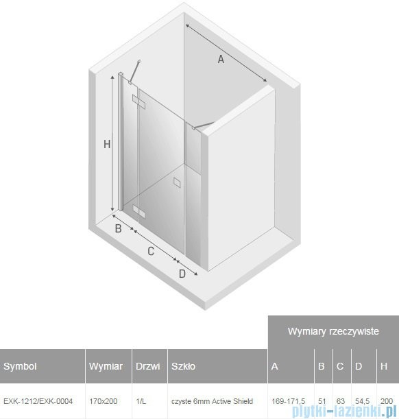 NEW TRENDY Reflexa Plus 170x200 cm drzwi wnękowe lewa przejrzyste EXK-1212/EXK-0004 ZAPYTAJ O RABAT! |