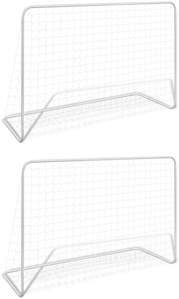 VidaXL Bramki piłkarskie z siatkami, 2 szt. 182x61x122 cm, stal, białe 276047         VidaXL