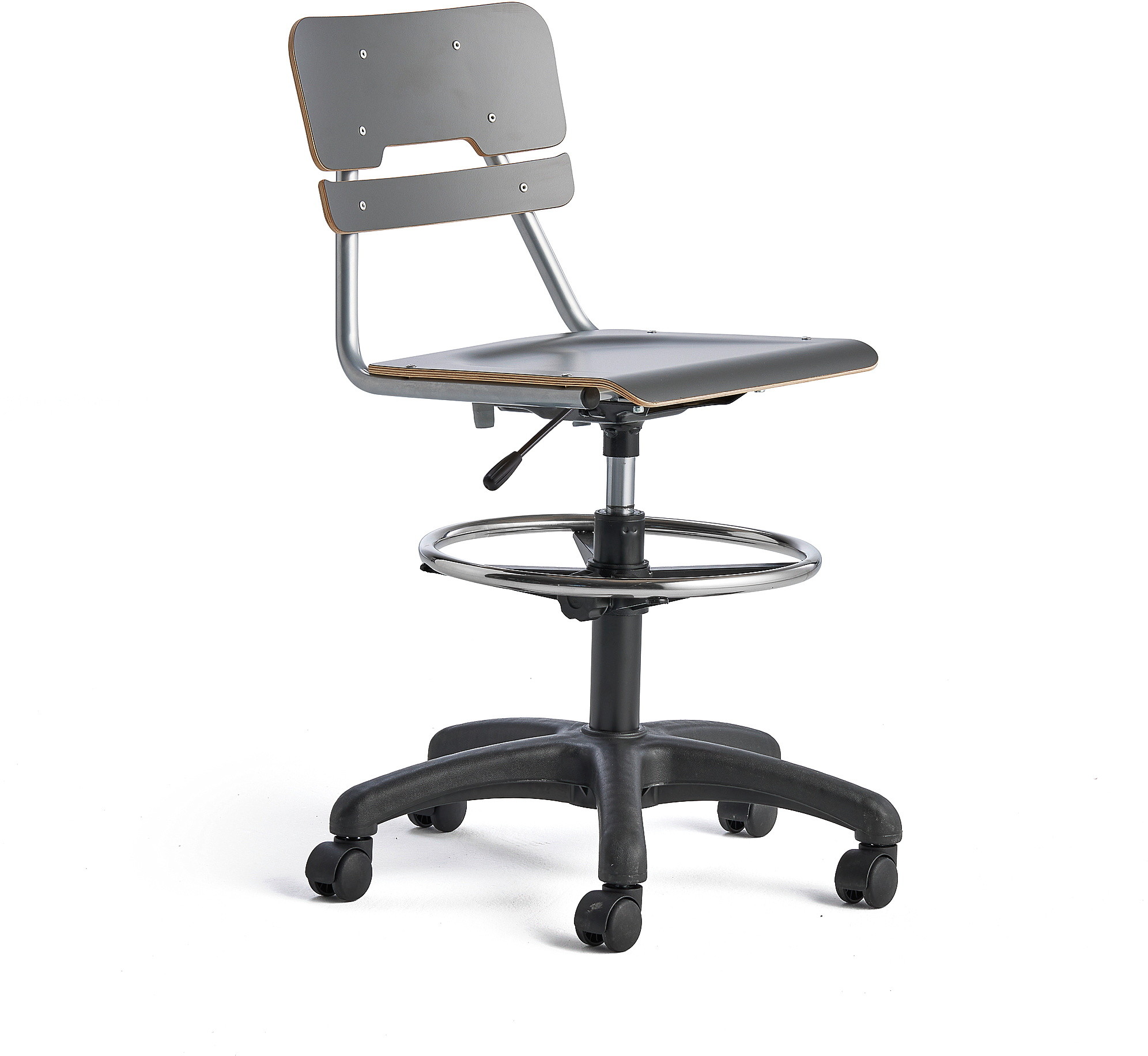 H AJ Produkty Krzesło LEGERE z regulacją wysokości, duże siedzisko, na kółkach, 530-720 mm, antracyt