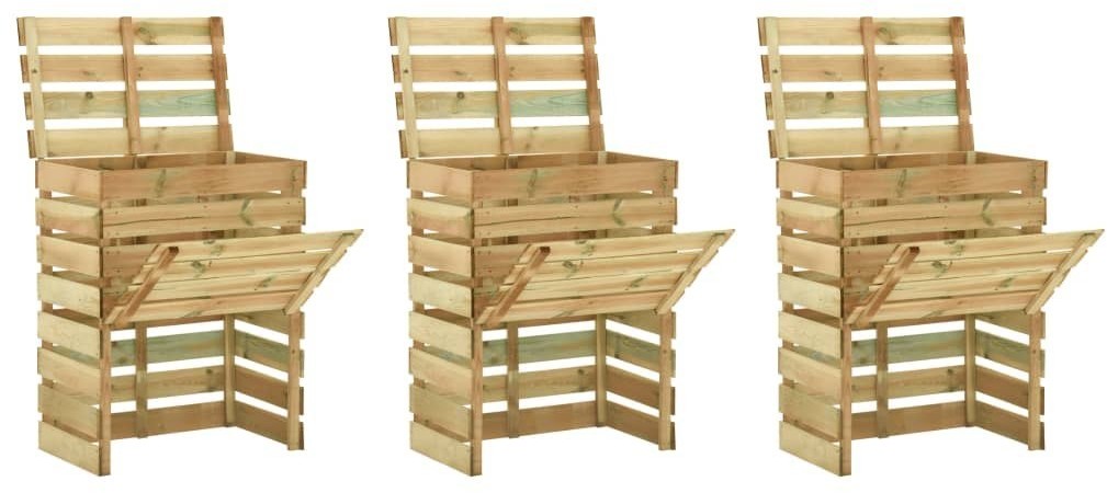 vidaXL Lumarko Kompostowniki z listew 3 szt., 80x50x100 cm, impregnowana sosna! 3078137