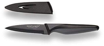 ECHTWERK echtwerk BlackSteel EW-SS-0150, nóż kuchenny, skrobak ze stali, ostrze około 9 cm, w kolorze czarnym EW-SS-0150