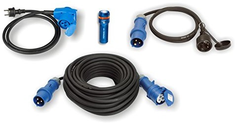 as - Schwabe AS  Schwabe Camping zestaw torba na adapter, CEE przedłużenie Plus 2 przewodów, 230 V CEE, styk ochronny i lampy, XT 1, 10 m, 19601