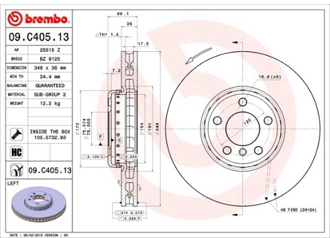 BREMBO Tarcza hamulcowa (1 sztuka) 09.C405.13