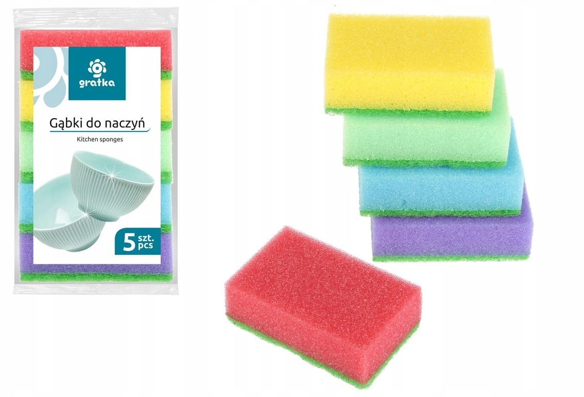 Gąbka zmywak kuchenny do naczyń 5 szt Gratka