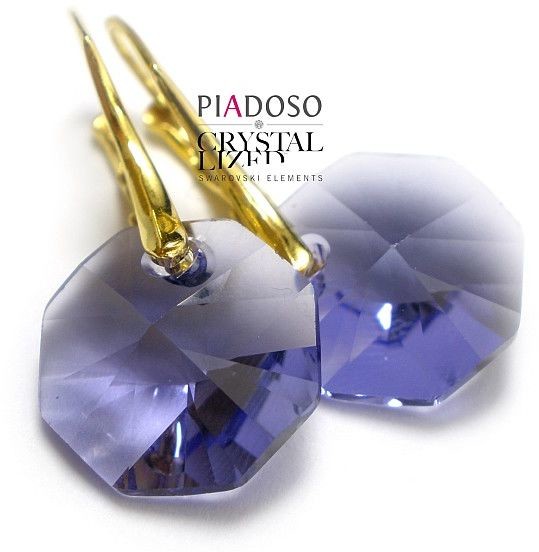 Swarovski piękne kolczyki 14mm TZ ZŁOTE SREBRO