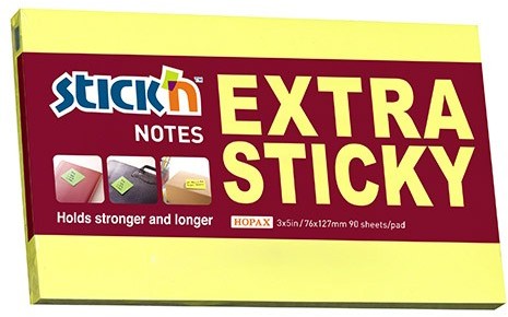 STICK'N Notes samoprzylepny STICK'N EXTRA STICKY 76x127 neon żółty