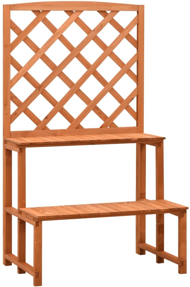 vidaXL Kwietnik z kratką i półkami, pomarańczowy, 70x42x120 cm, jodła