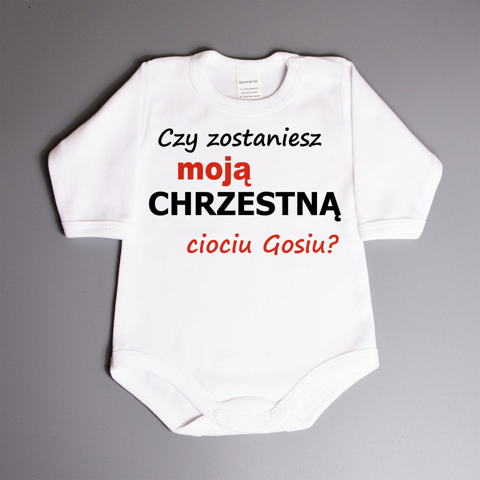 Poczpol Czy zostaniesz moja chrzestną ciociu (imię)$43 - body niemowlęce PRZPOC-7-2047