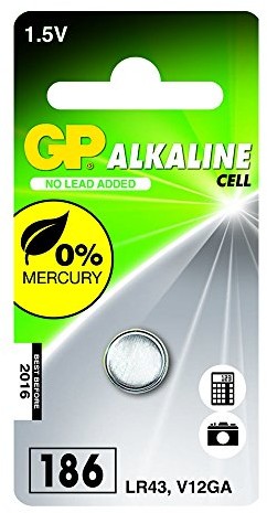 GP GP ALKALINE BUTTON CELL LR43 186 1-P 186