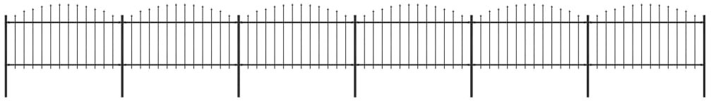 vidaxl Panele ogrodzeniowe z grotami, stal, (1,25-1,5)x10,2 m, czarne