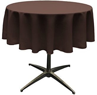 LA Linen La poliester popelina obrus okrągły TCpop58R_BrownP22